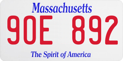MA license plate 9OE892