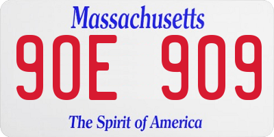 MA license plate 9OE909
