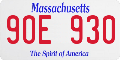 MA license plate 9OE930