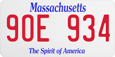 MA license plate 9OE934