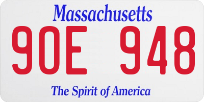 MA license plate 9OE948