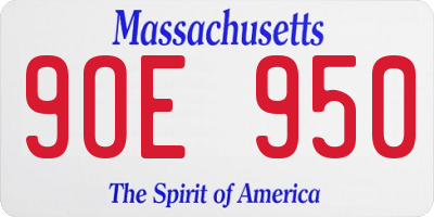 MA license plate 9OE950