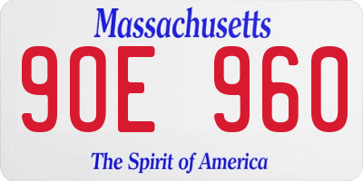 MA license plate 9OE960