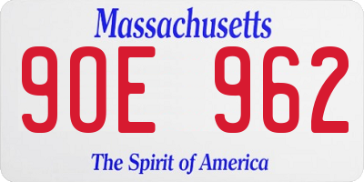 MA license plate 9OE962