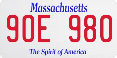 MA license plate 9OE980