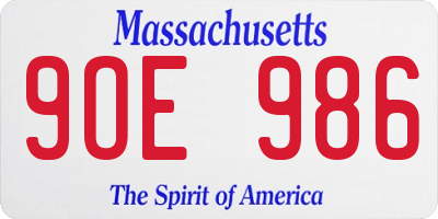 MA license plate 9OE986