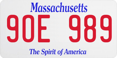 MA license plate 9OE989