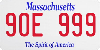 MA license plate 9OE999