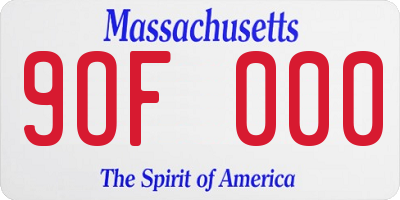 MA license plate 9OF000