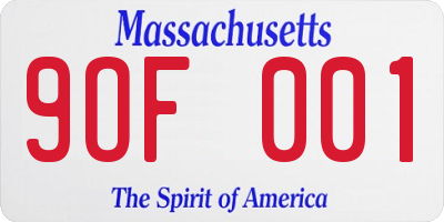 MA license plate 9OF001