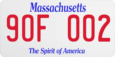 MA license plate 9OF002
