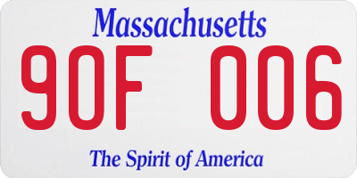 MA license plate 9OF006
