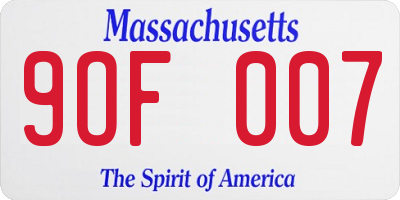 MA license plate 9OF007
