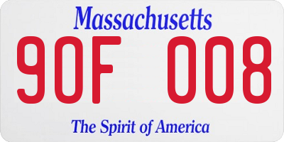 MA license plate 9OF008