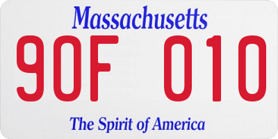 MA license plate 9OF010