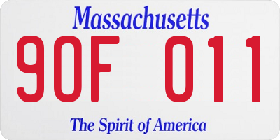 MA license plate 9OF011