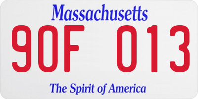 MA license plate 9OF013