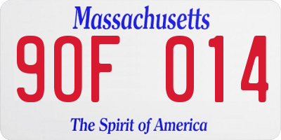 MA license plate 9OF014
