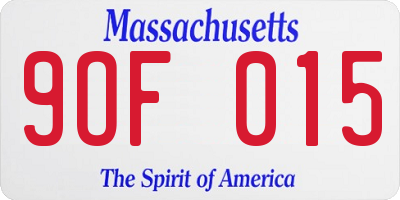 MA license plate 9OF015
