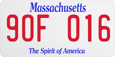 MA license plate 9OF016