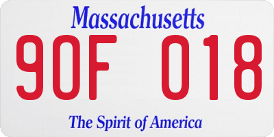 MA license plate 9OF018