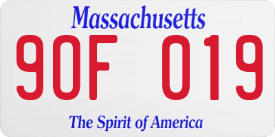 MA license plate 9OF019