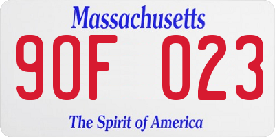 MA license plate 9OF023