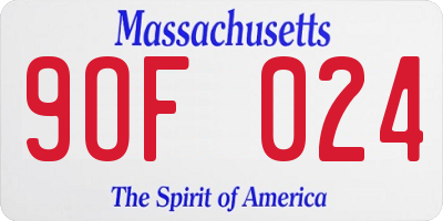 MA license plate 9OF024