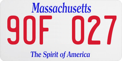 MA license plate 9OF027