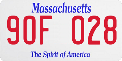 MA license plate 9OF028