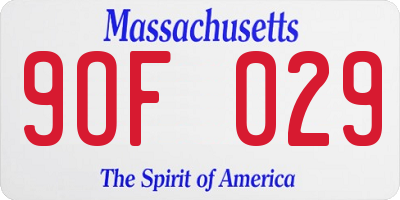 MA license plate 9OF029
