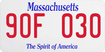 MA license plate 9OF030