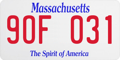 MA license plate 9OF031