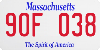 MA license plate 9OF038