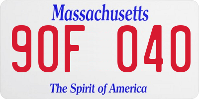 MA license plate 9OF040
