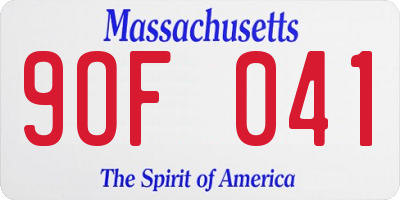 MA license plate 9OF041