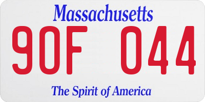 MA license plate 9OF044