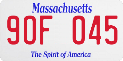 MA license plate 9OF045