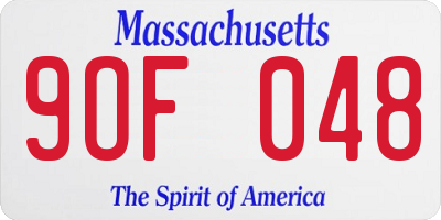 MA license plate 9OF048