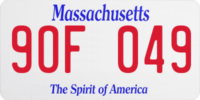 MA license plate 9OF049