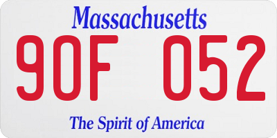 MA license plate 9OF052