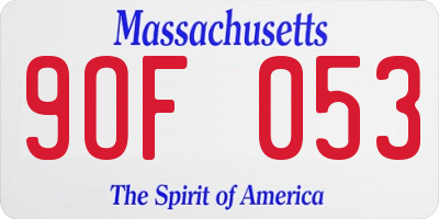 MA license plate 9OF053