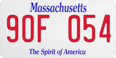 MA license plate 9OF054