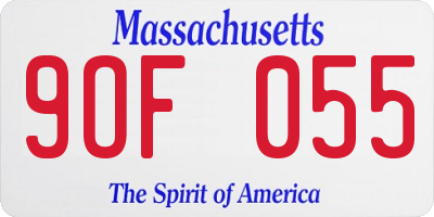 MA license plate 9OF055