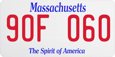 MA license plate 9OF060