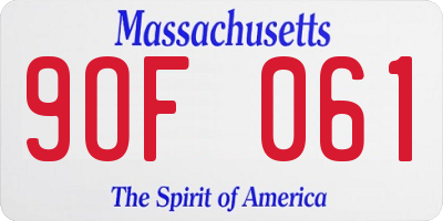 MA license plate 9OF061