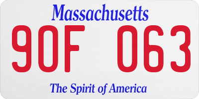 MA license plate 9OF063