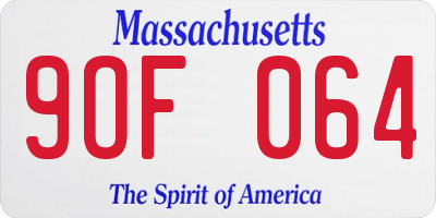 MA license plate 9OF064