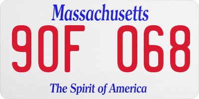 MA license plate 9OF068