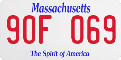 MA license plate 9OF069